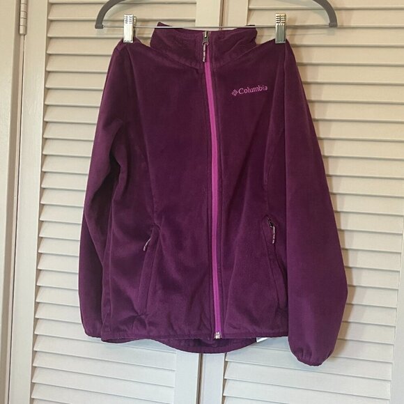 Columbia girls' fleece jacket full-zip purple medium 10-12 - Picture 1 of 10